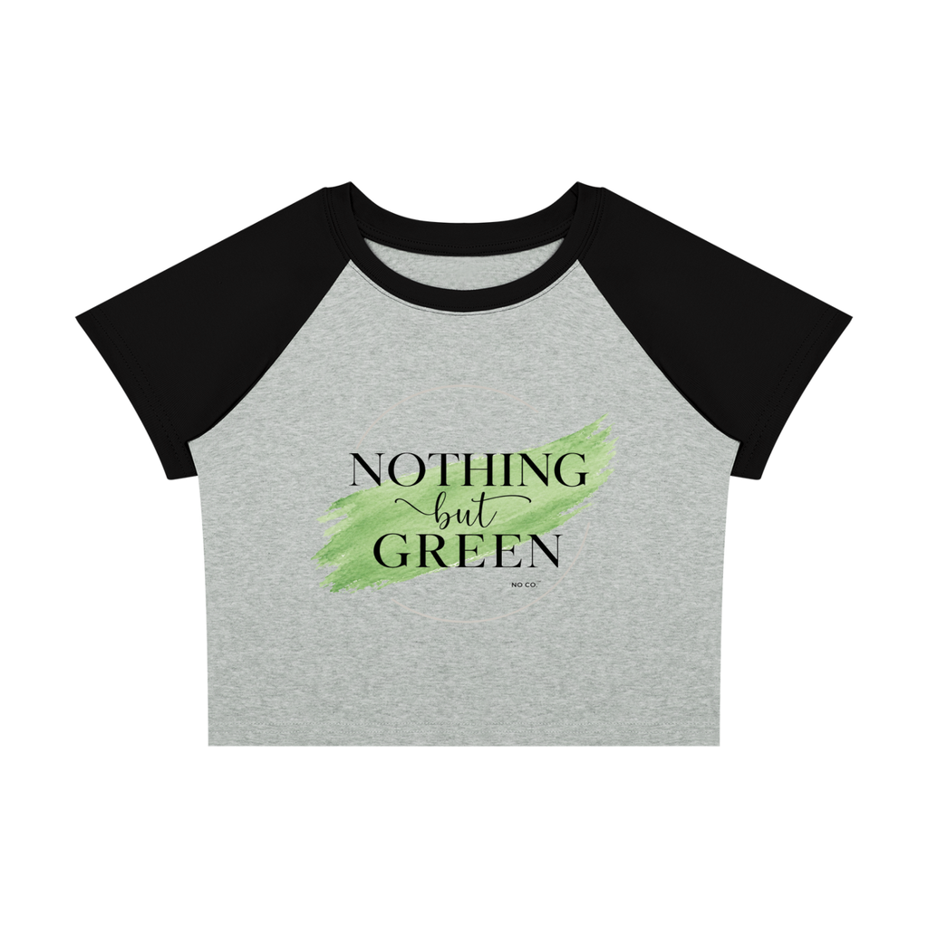 Nothing but Green Raglan Crop Tee | No Co. Minimal Streetwear
