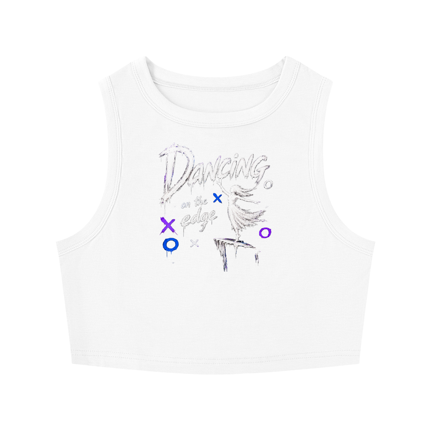 No Co. Dancing on the Edge Women's Crop Tank | Graphic Streetwear Crop Top