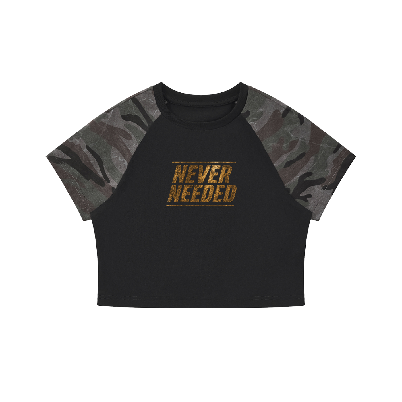 Never Needed Camo Crop Tee