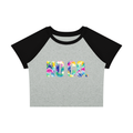 No Co. Tropical Logo Raglan Crop Tee | Colorful Summer Streetwear