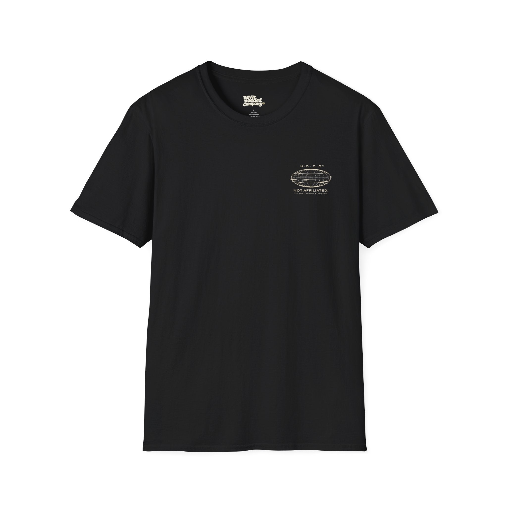 No Co™ “Not Affiliated” Mini Globe Tee (Stealth Edition)