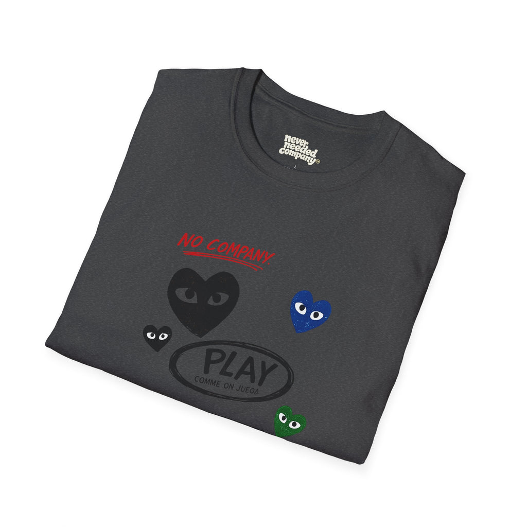Never Needed™ — Play / Work Heart Tee (Black Edition)