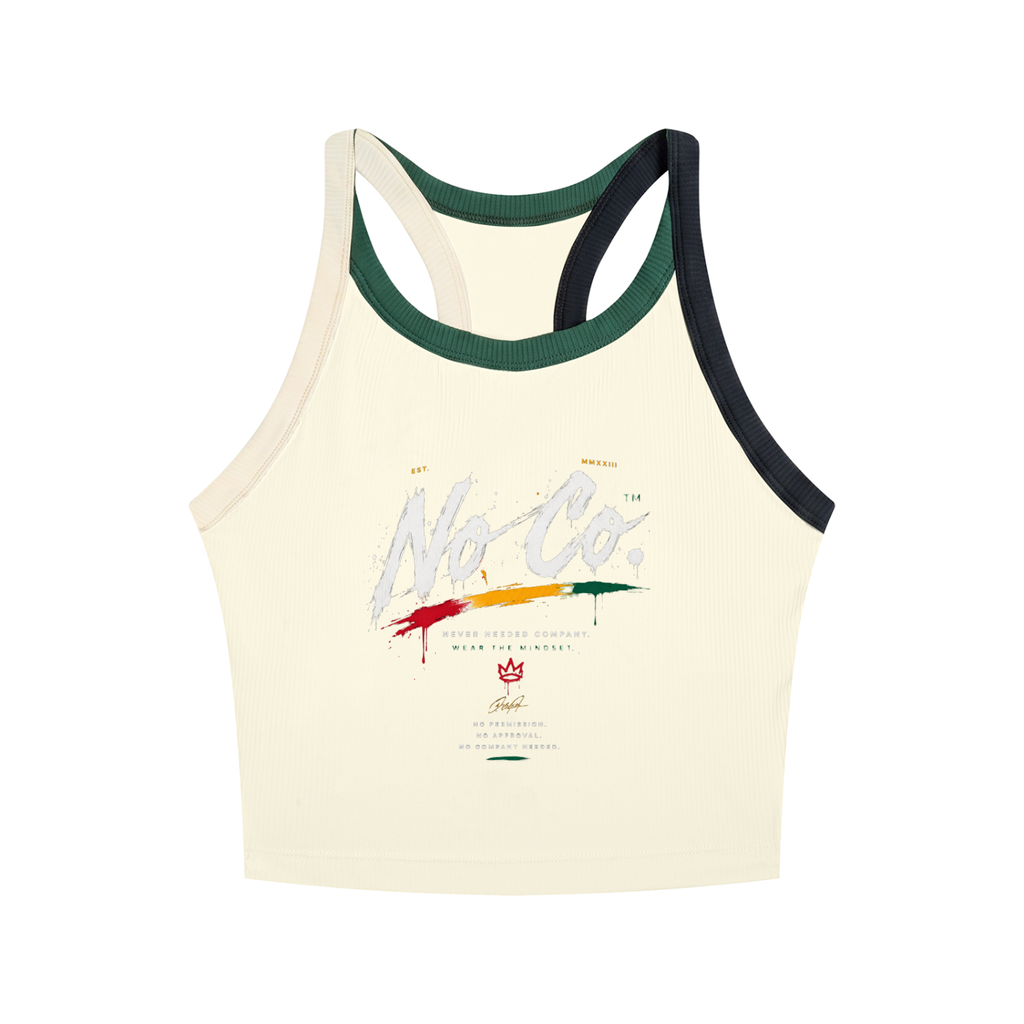 No Co. Brush Logo Cropped Racerback Tank | Never Needed Company