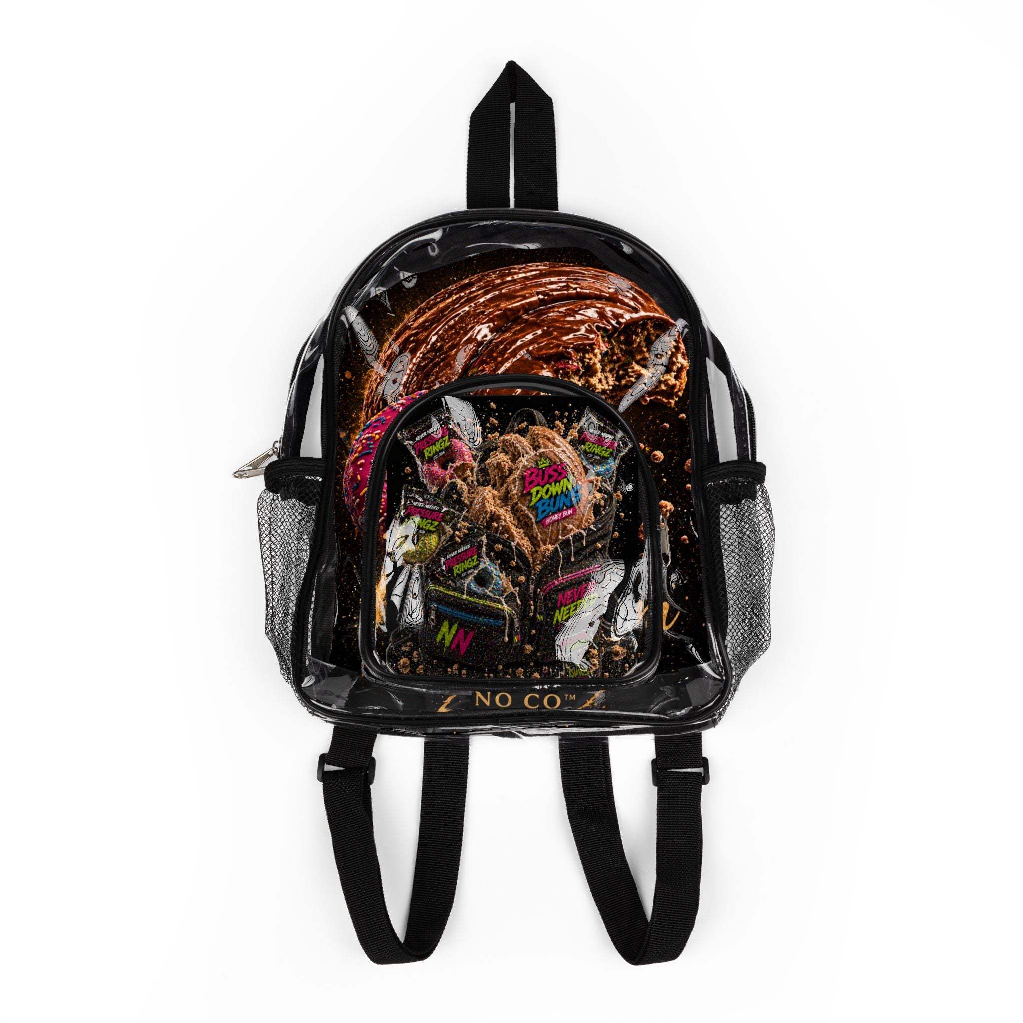 “Overpacked” — Buss Down Buns™ Clear Backpack (No Co™ Edition)