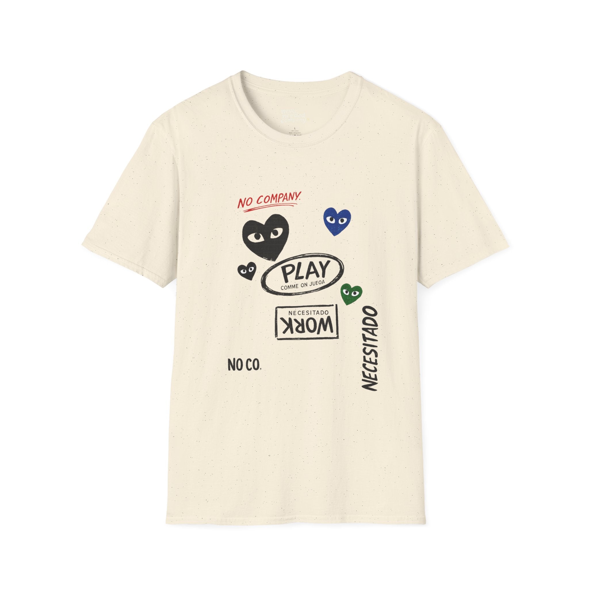 Never Needed™ — Play / Work Heart Tee (Black Edition)