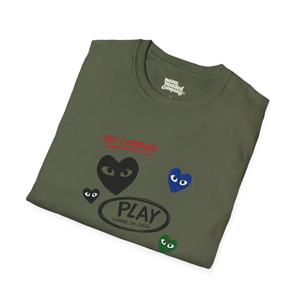 Never Needed™ — Play / Work Heart Tee (Black Edition)