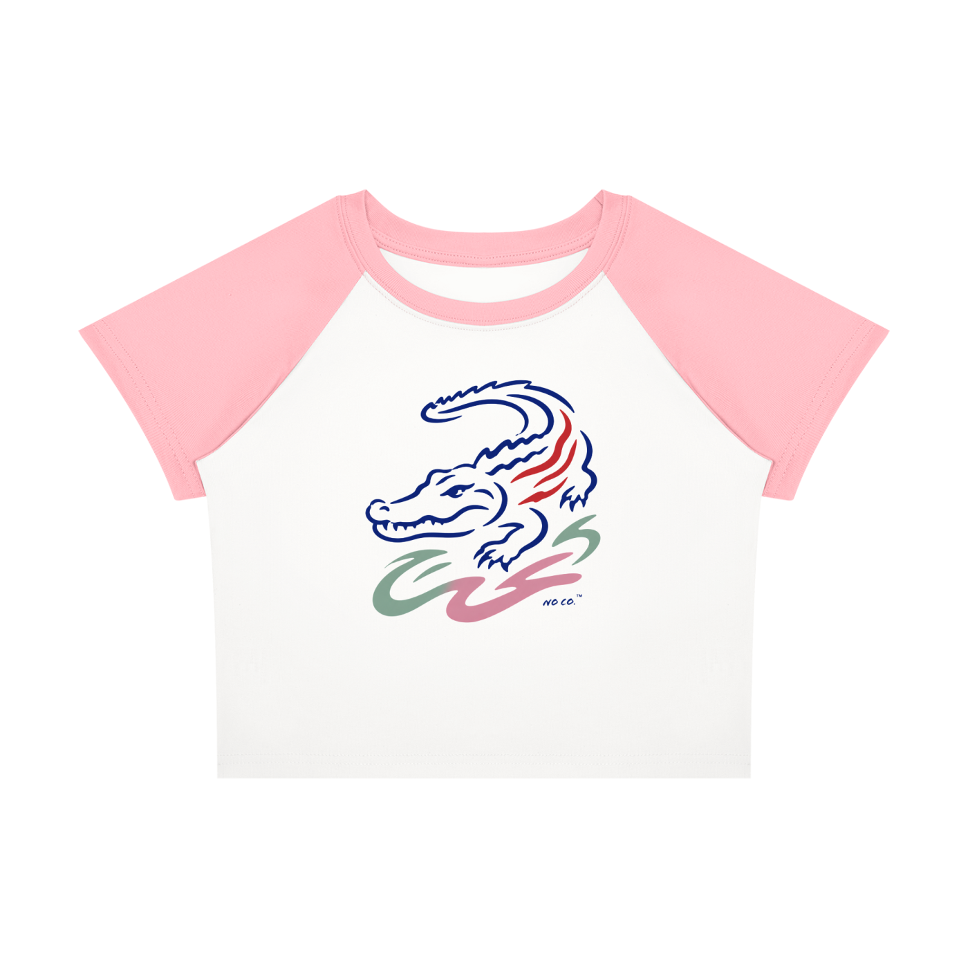 No Co. Alligator Line Art Raglan Crop Tee | Minimal Abstract Streetwear