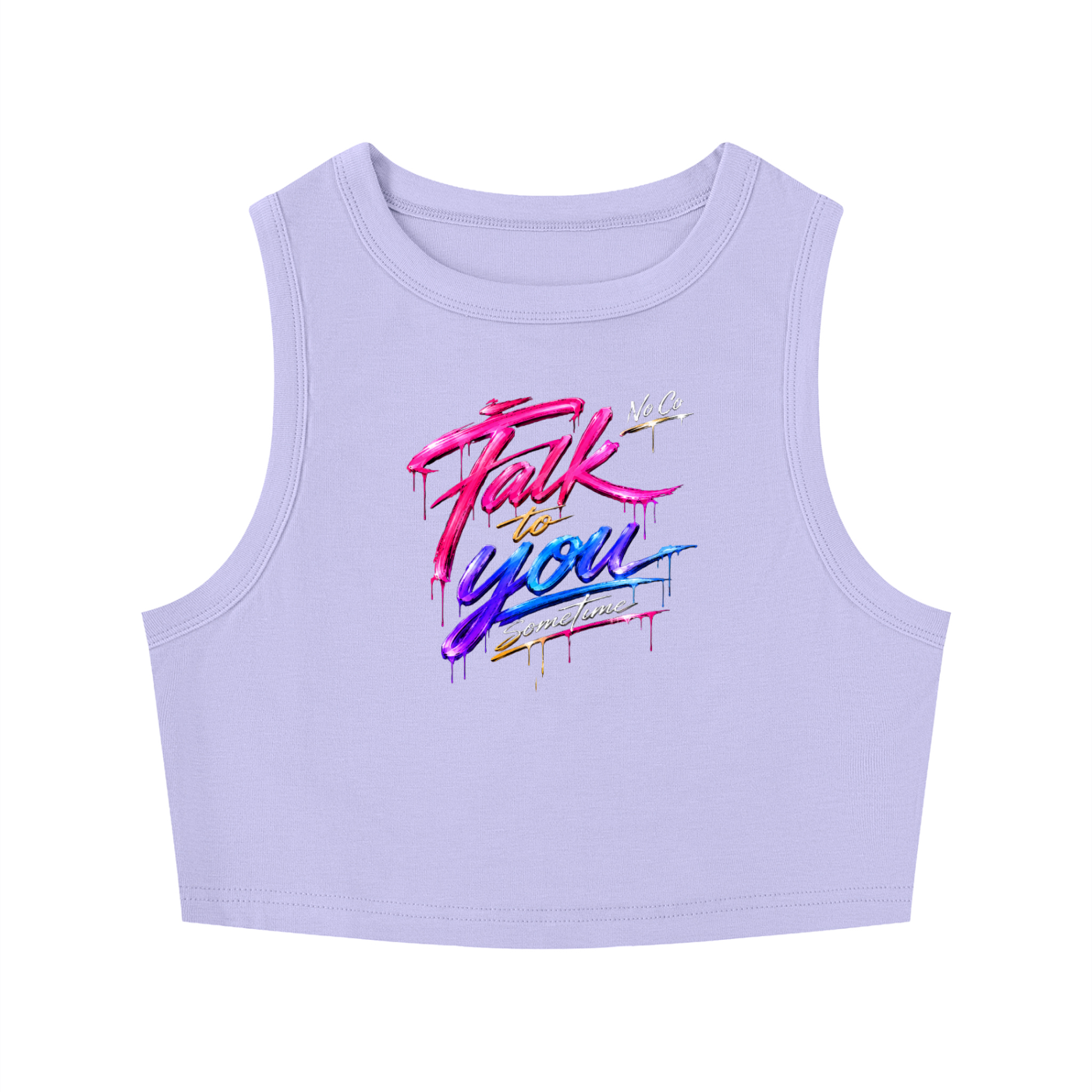 No Co. Talk to You Sometime Women's Crop Tank | Neon Graphic Streetwear Tank Top