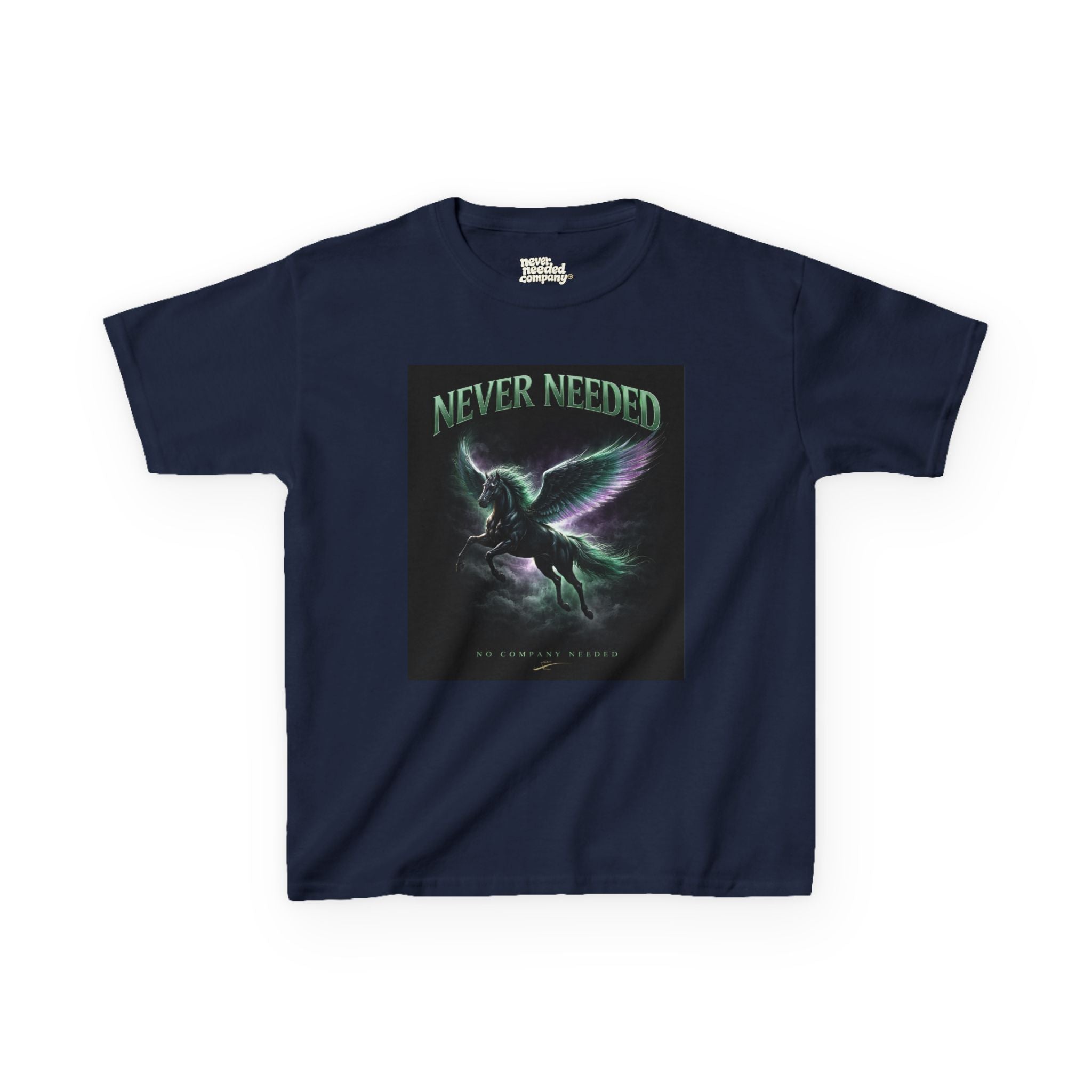 Never Needed Pegasus Kids Tee — “No Company Needed”