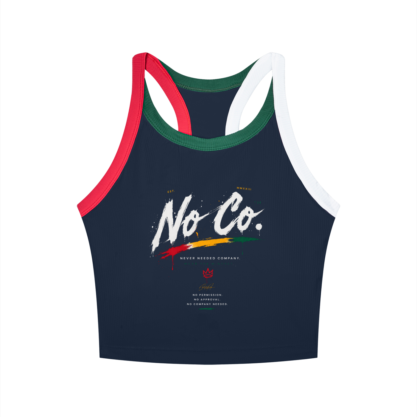 No Co. Brush Logo Cropped Racerback Tank | Never Needed Company