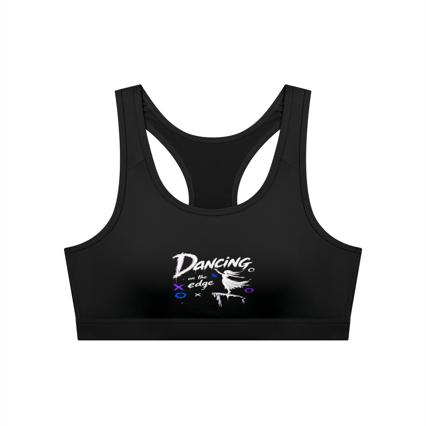 No Co. Dancing on the Edge Sports Bra | Graphic Racerback Activewear Bra
