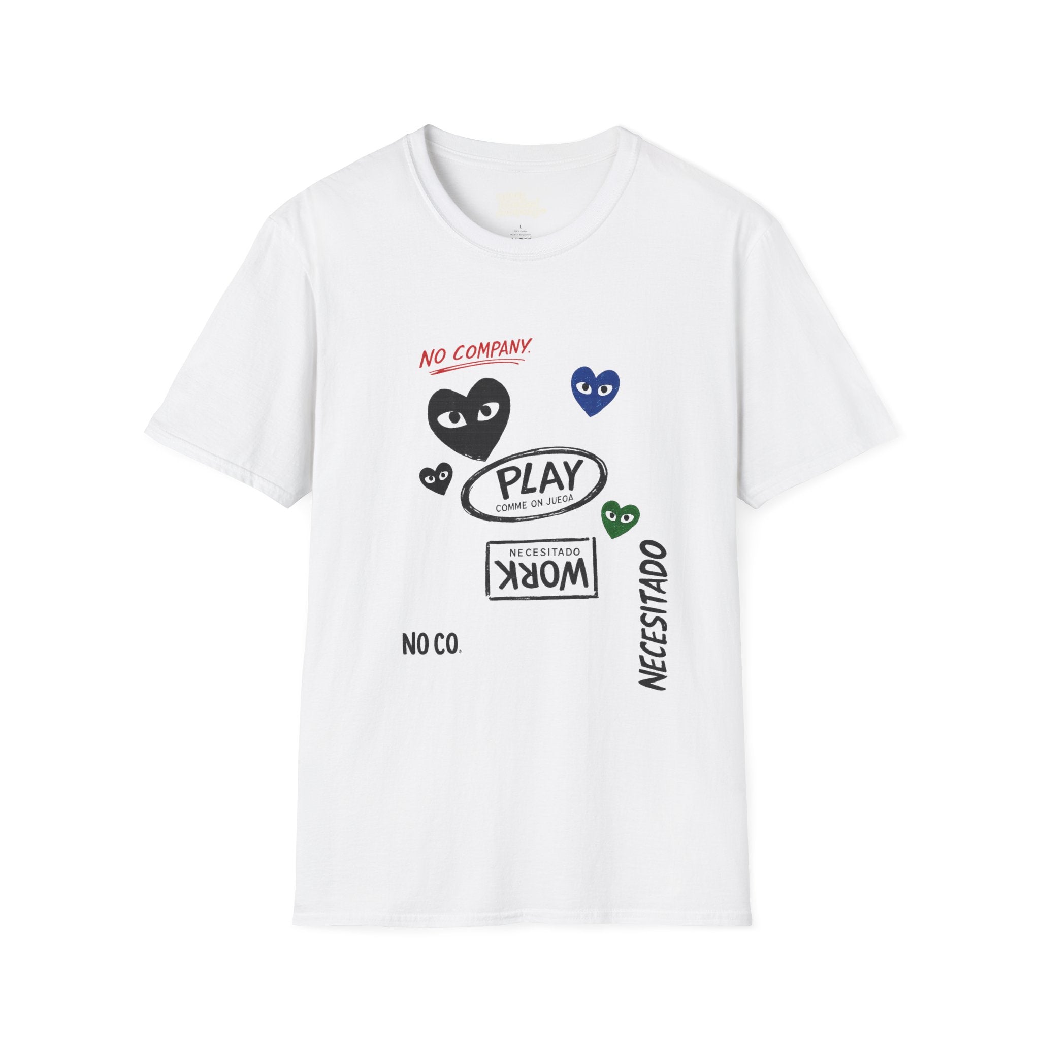 Never Needed™ — Play / Work Heart Tee (Black Edition)