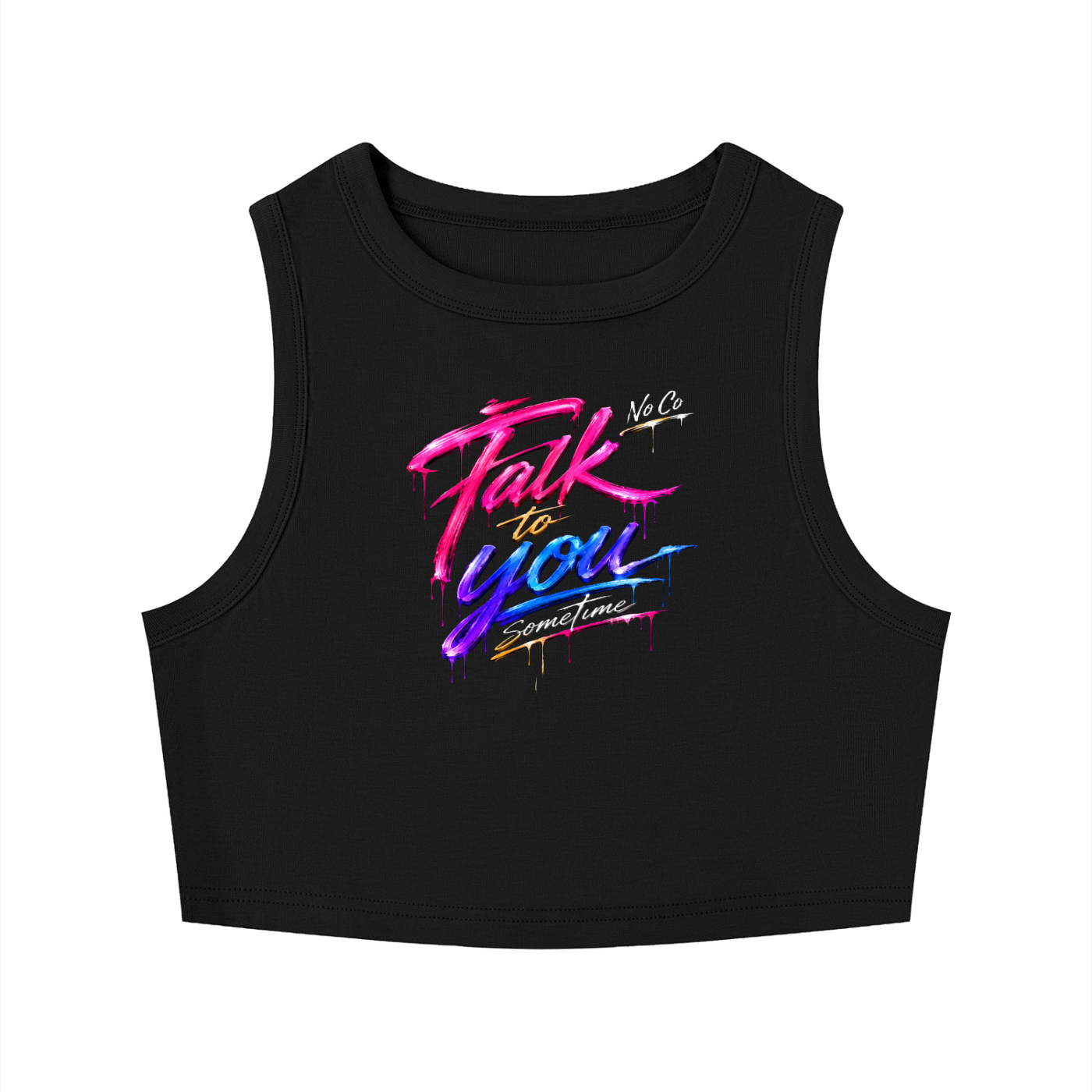No Co. Talk to You Sometime Women's Crop Tank | Neon Graphic Streetwear Tank Top