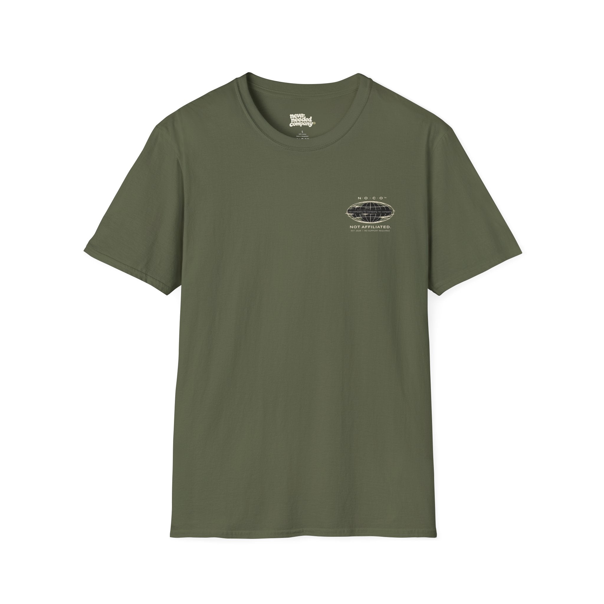No Co™ “Not Affiliated” Mini Globe Tee (Stealth Edition)