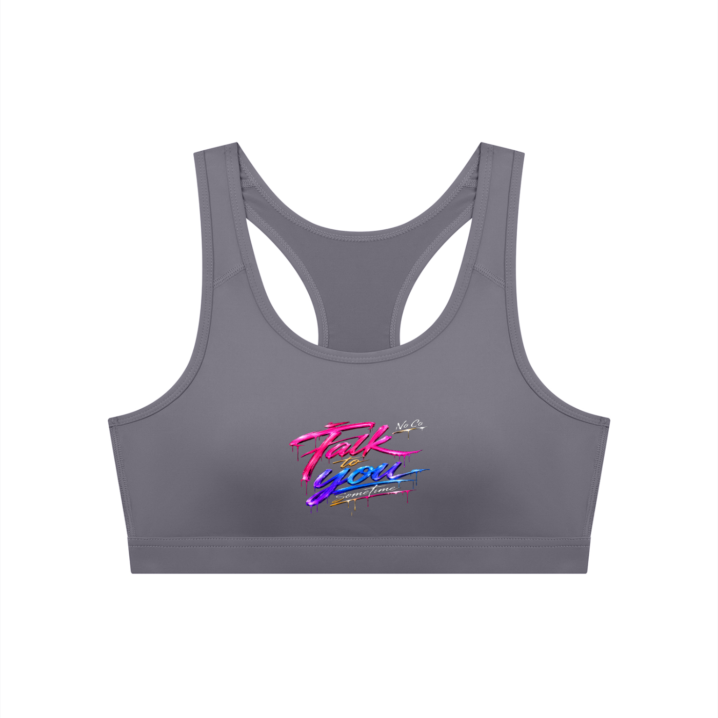 No Co. Talk to You Sometime Sports Bra | Neon Graphic Activewear Bra