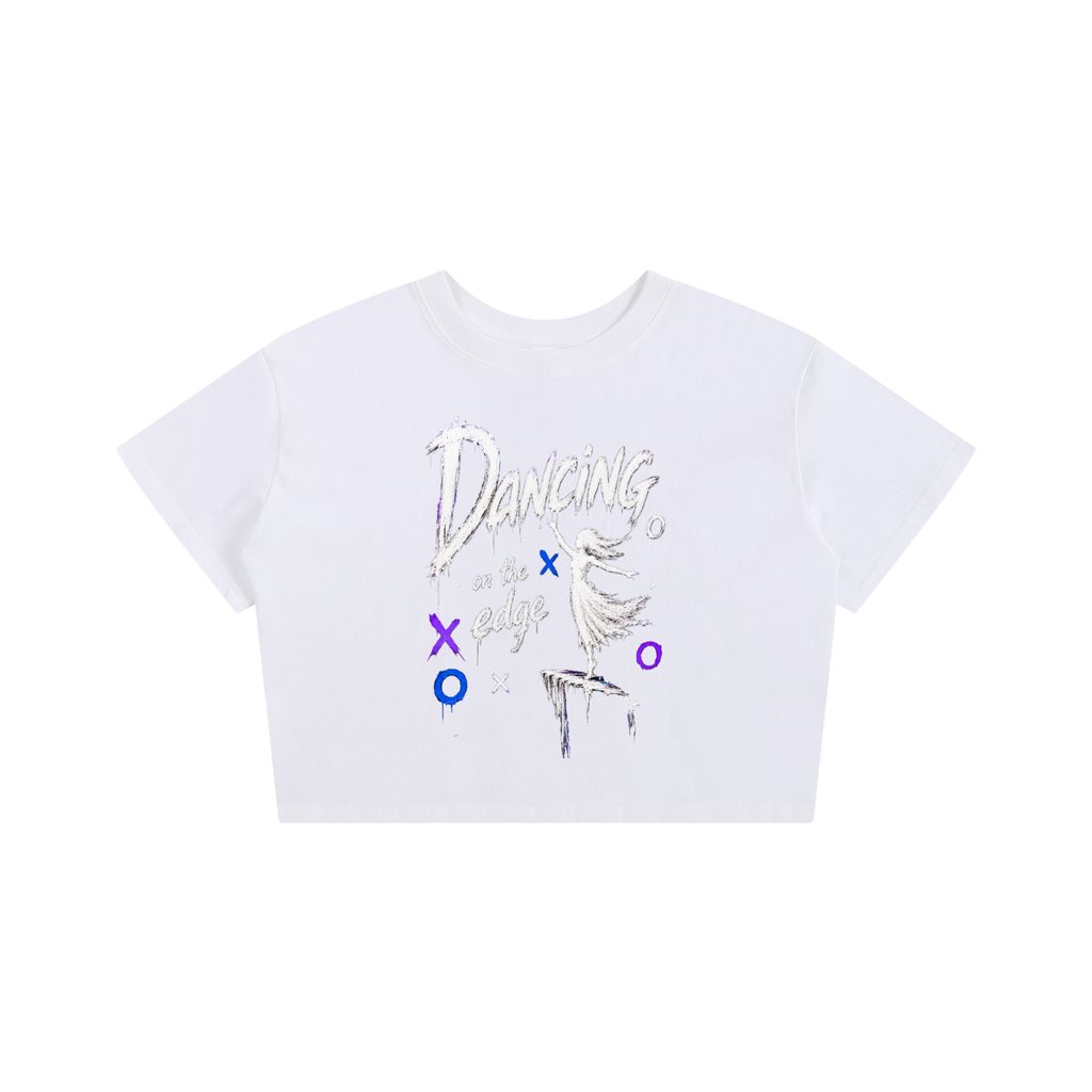 No Co. Dancing on the Edge Crop Tee | Streetwear Graphic | Women's Cropped T-Shirt