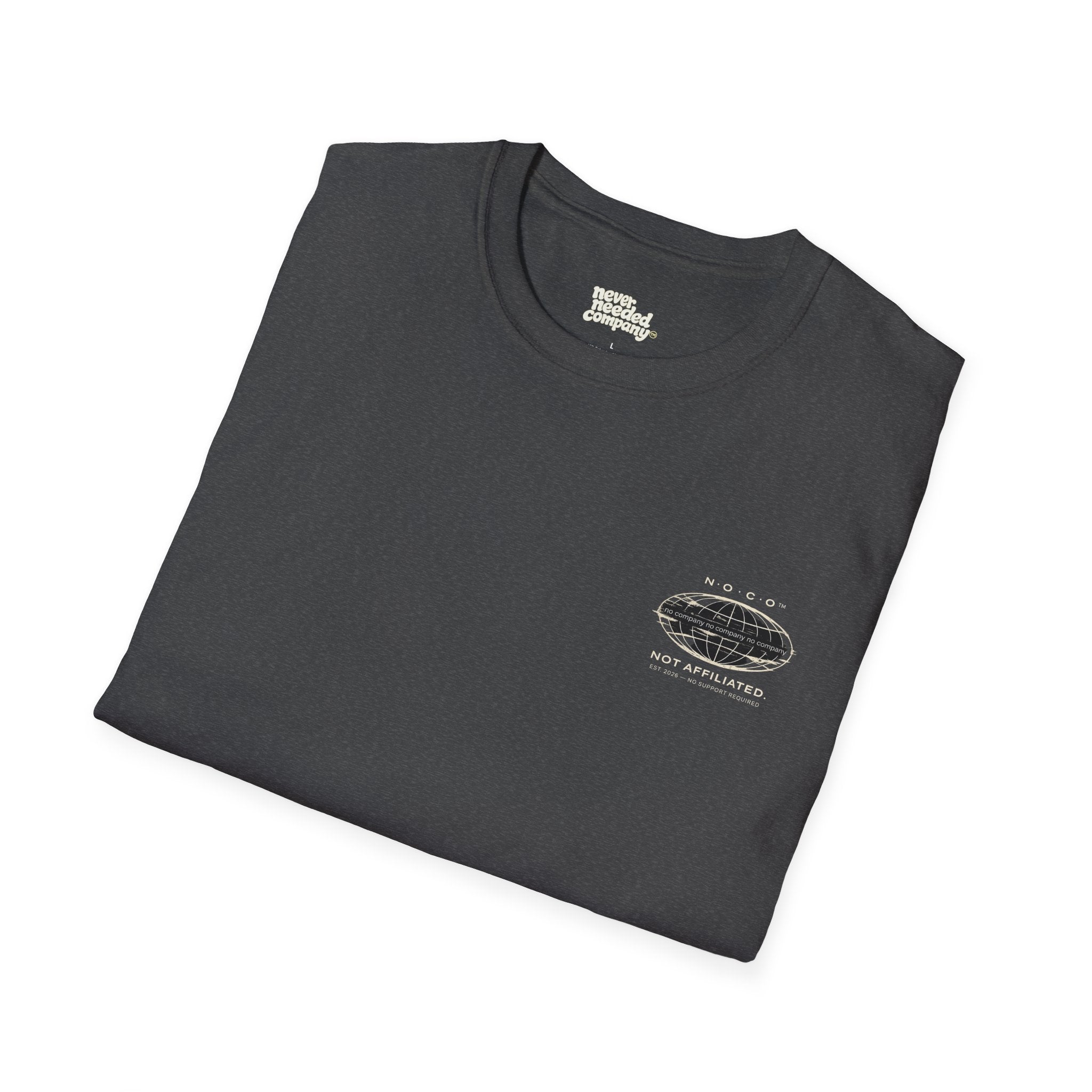 No Co™ “Not Affiliated” Mini Globe Tee (Stealth Edition)