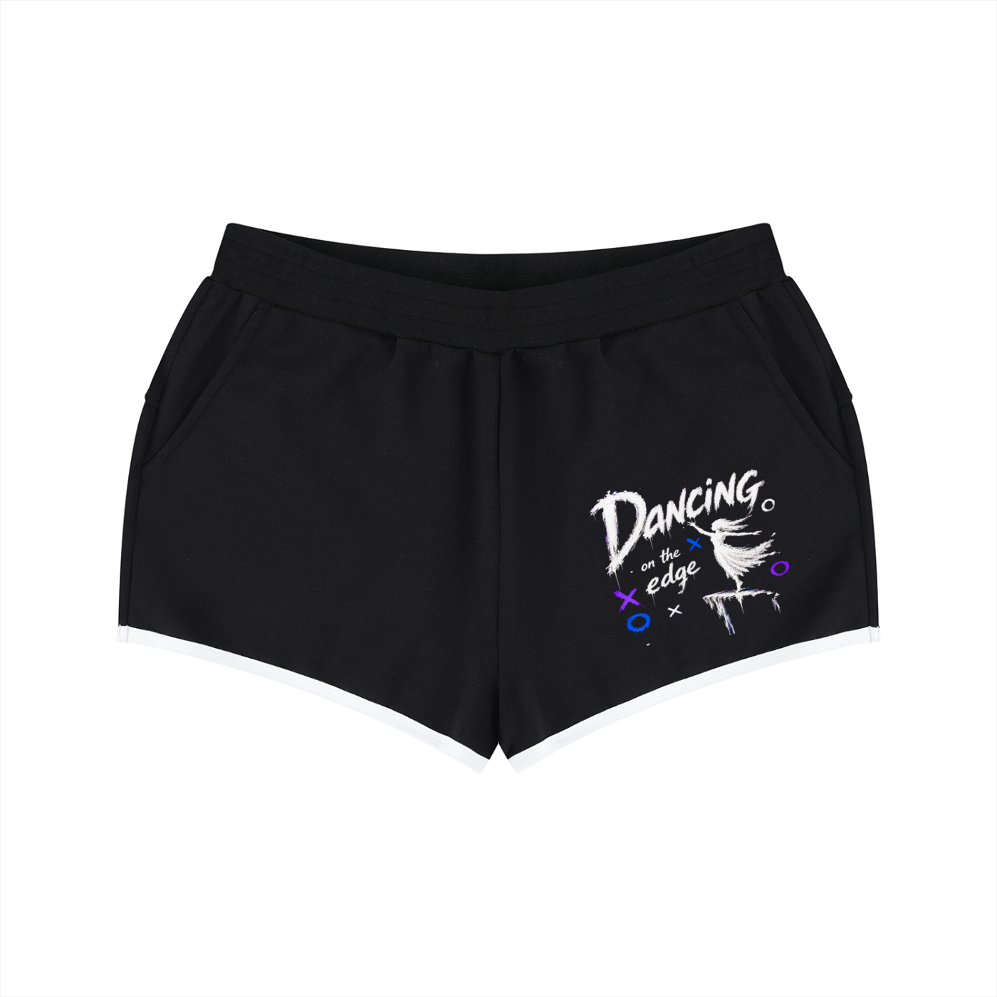 No Co. Dancing on the Edge Women's Shorts | Streetwear Lounge Shorts | Graphic Shorts
