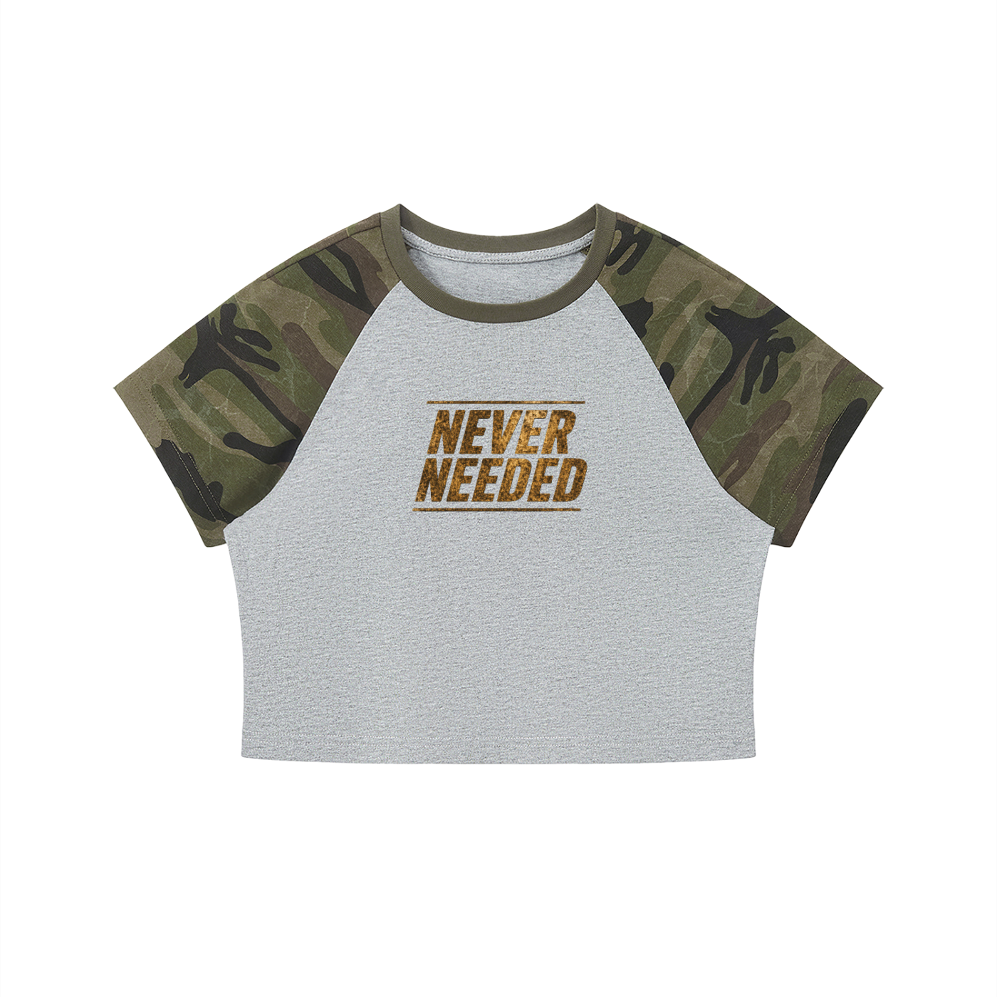 Never Needed Camo Crop Tee
