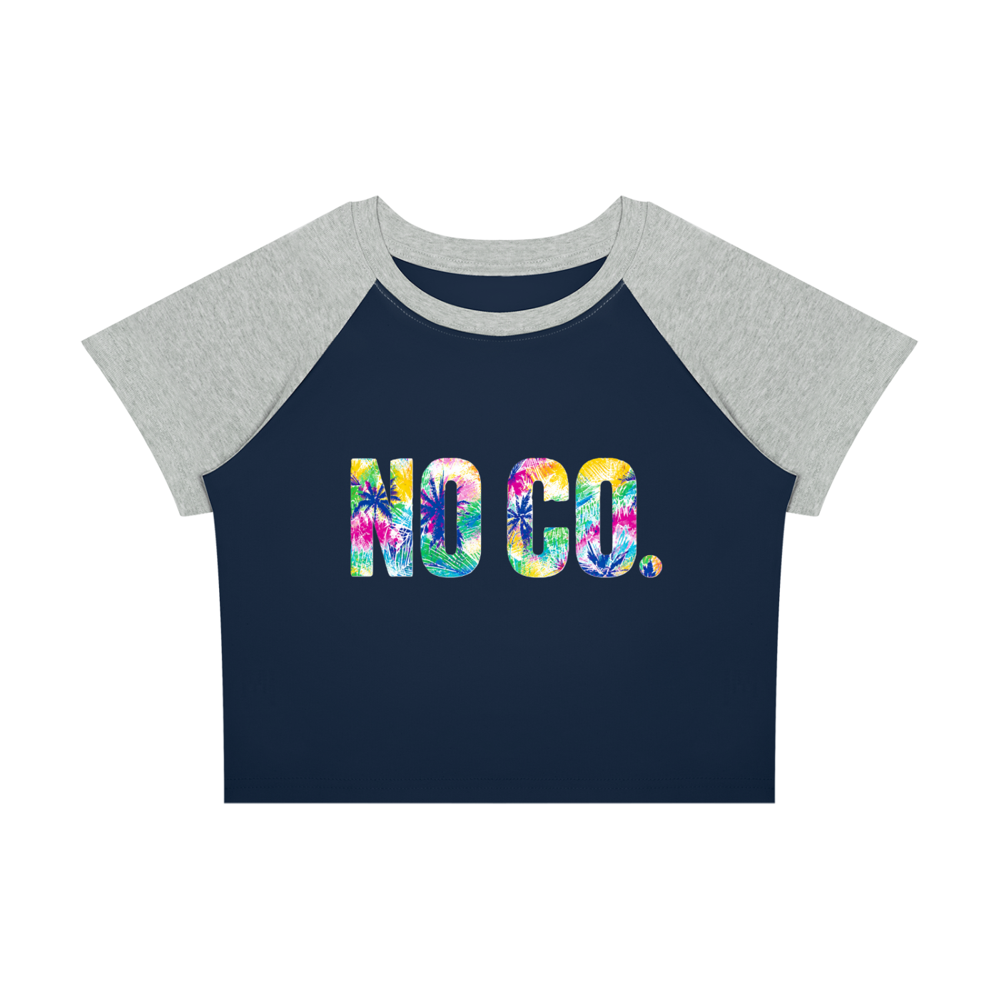 No Co. Tropical Logo Raglan Crop Tee | Colorful Summer Streetwear
