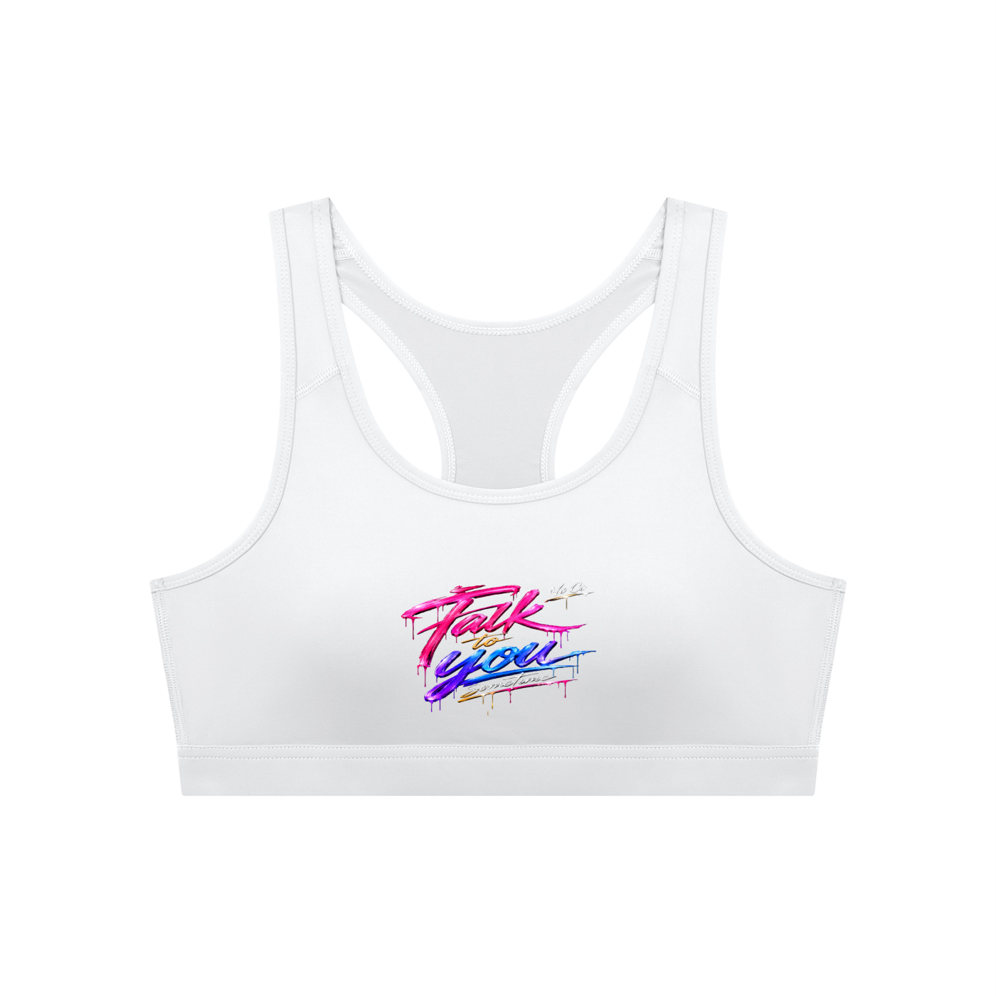 No Co. Talk to You Sometime Sports Bra | Neon Graphic Activewear Bra