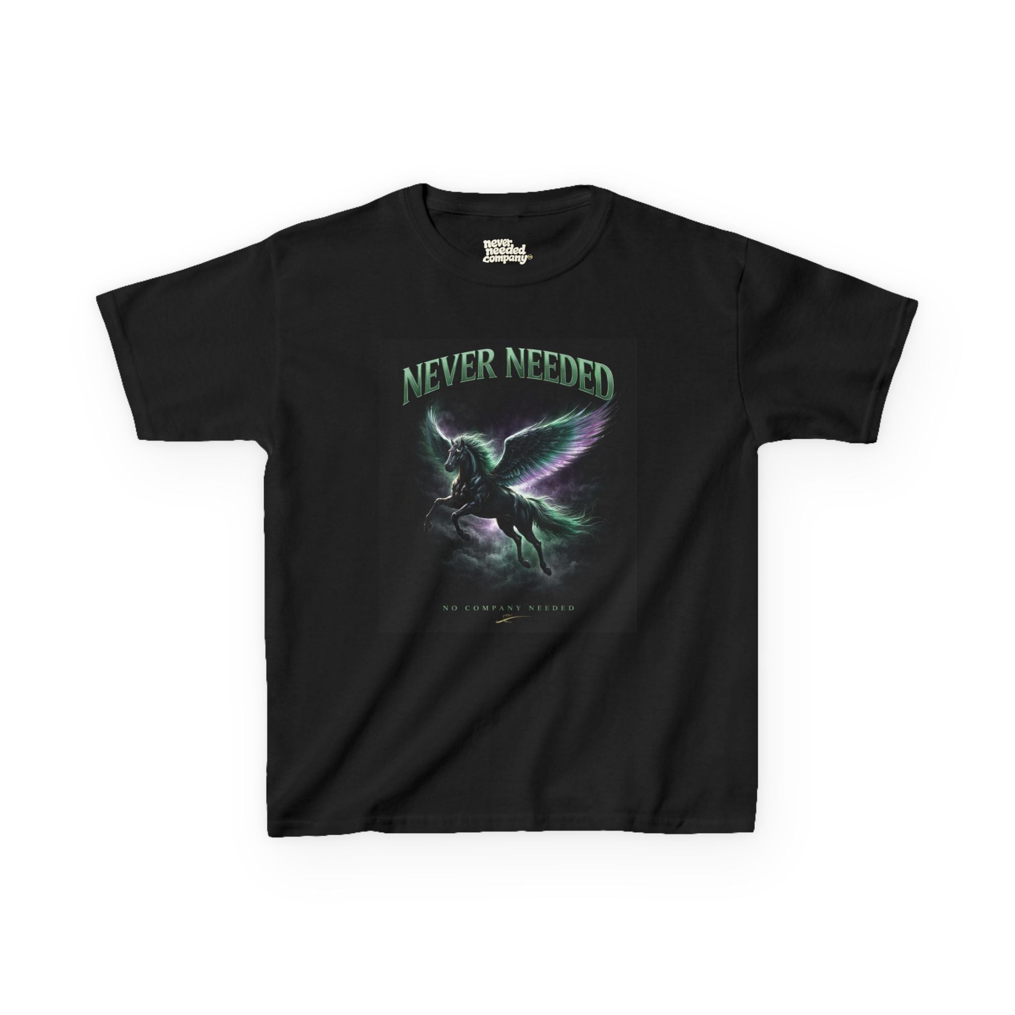 Never Needed Pegasus Kids Tee — “No Company Needed”