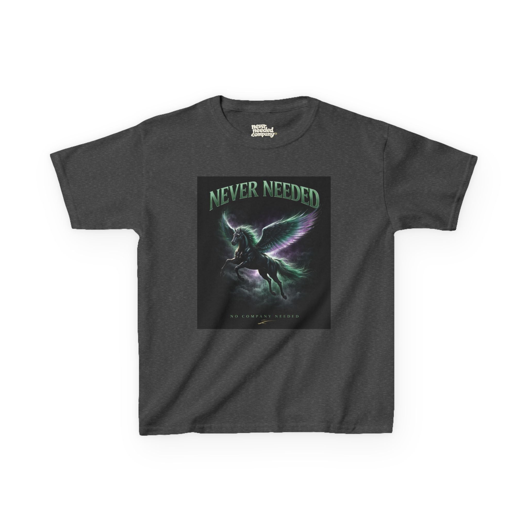 Never Needed Pegasus Kids Tee — “No Company Needed”