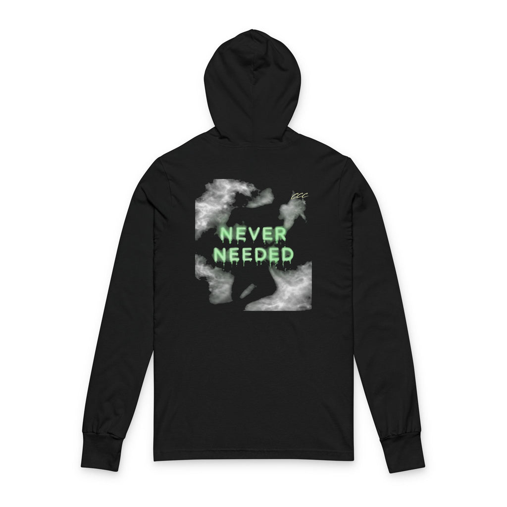 Never Needed Hooded Long Sleeve Hoodie — Neon Storm Graphic