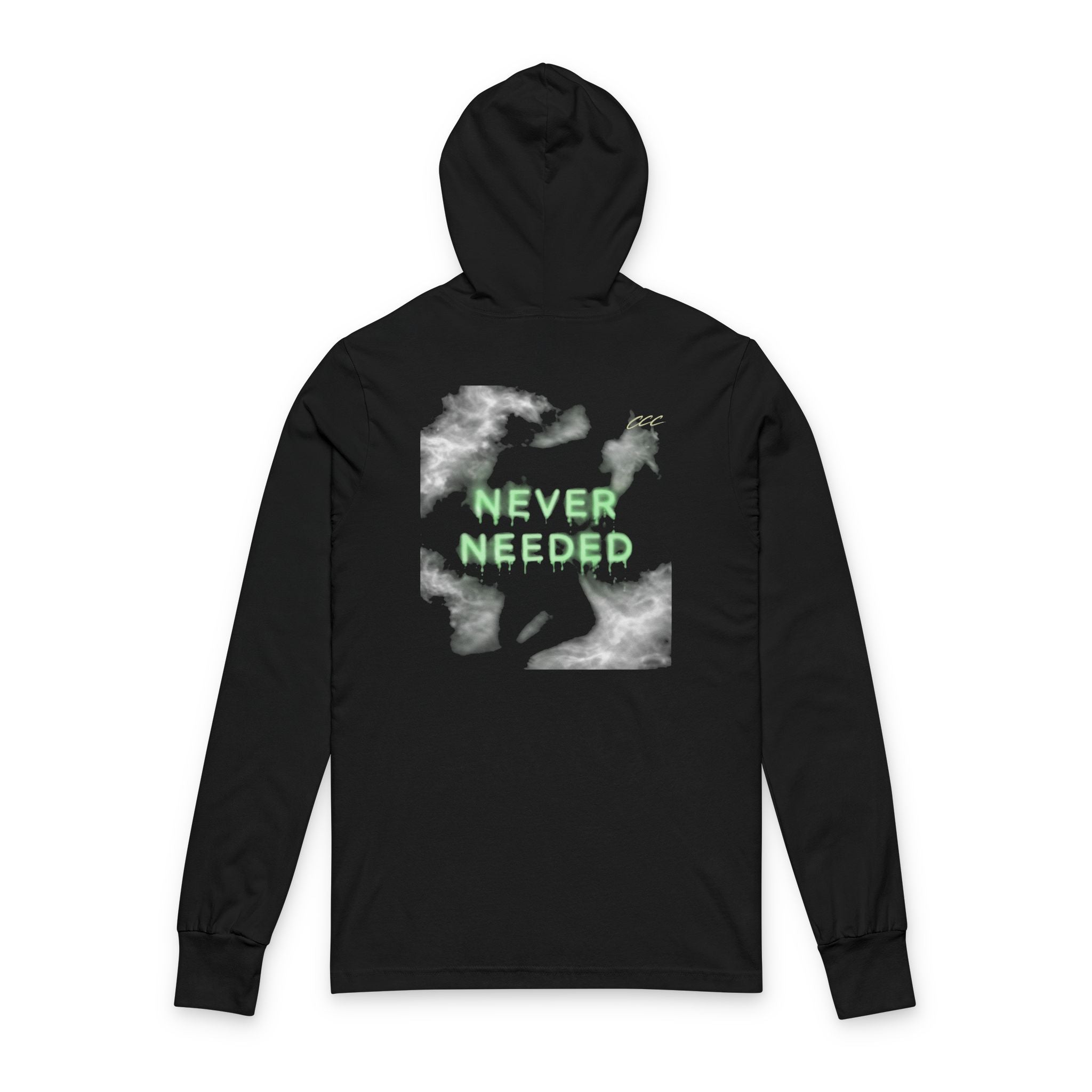Never Needed Hooded Long Sleeve Hoodie — Neon Storm Graphic