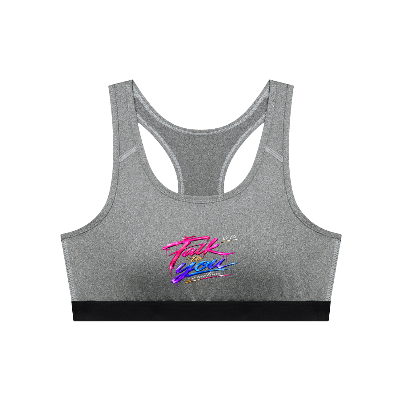 No Co. Talk to You Sometime Sports Bra | Neon Graphic Activewear Bra