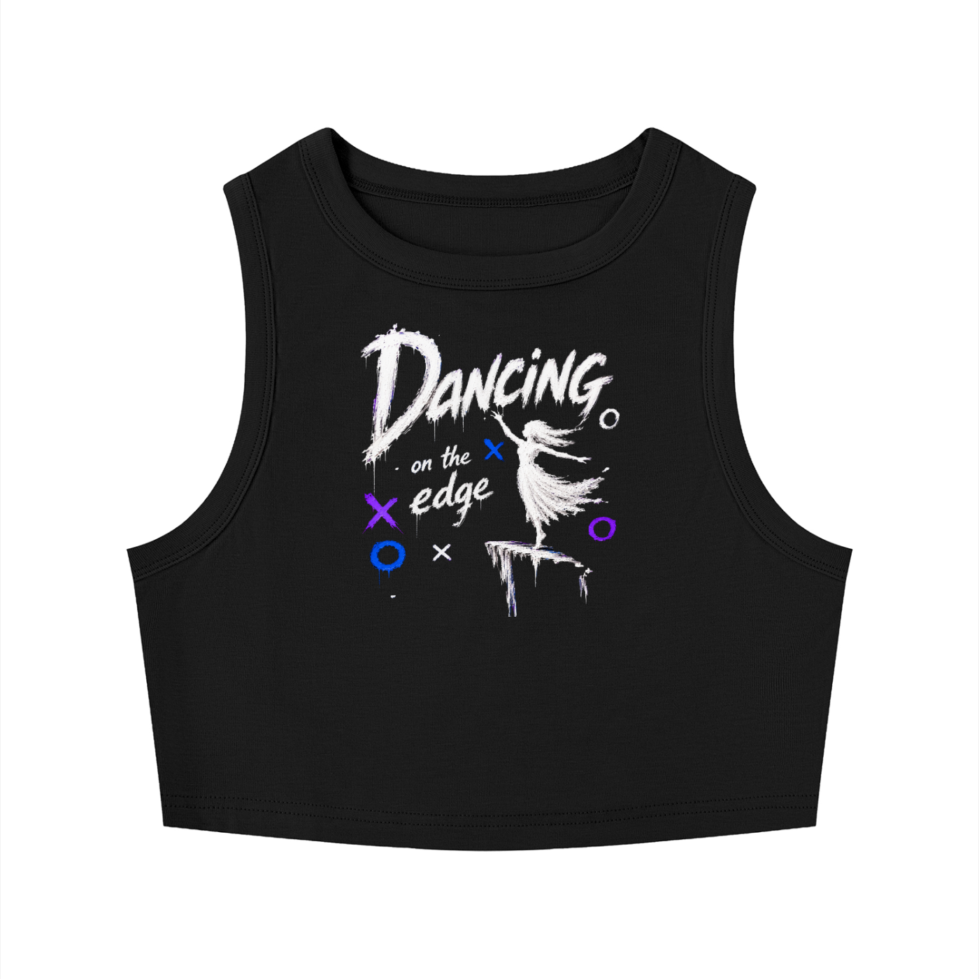 No Co. Dancing on the Edge Women's Crop Tank | Graphic Streetwear Crop Top