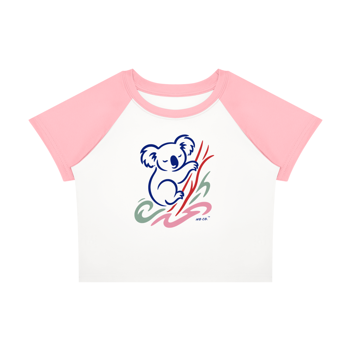 No Co. Koala Line Art Raglan Crop Tee | Minimal Abstract Streetwear