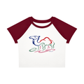 No Co. Minimal Camel Line Art Raglan Crop Tee | Colorful Abstract Streetwear
