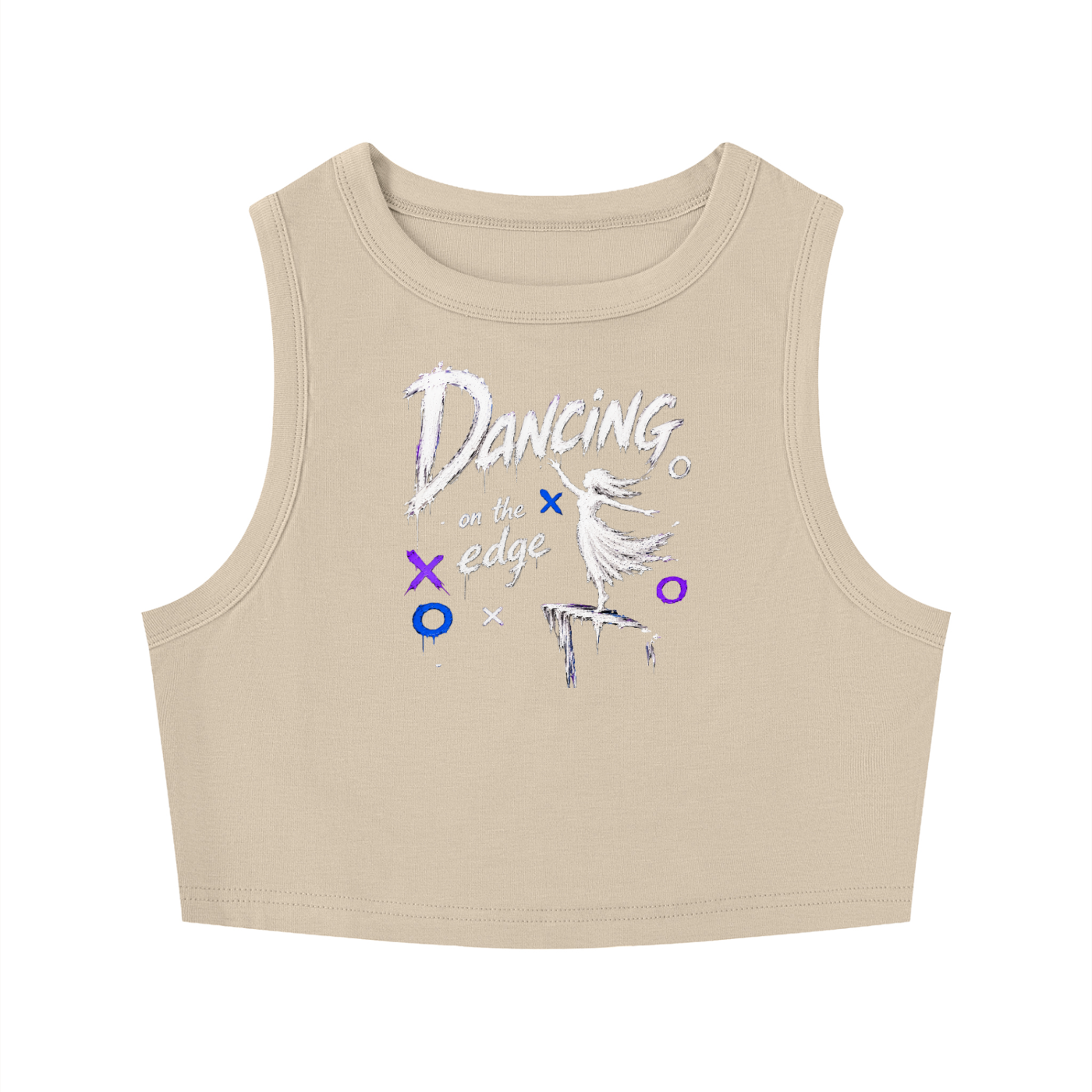 No Co. Dancing on the Edge Women's Crop Tank | Graphic Streetwear Crop Top