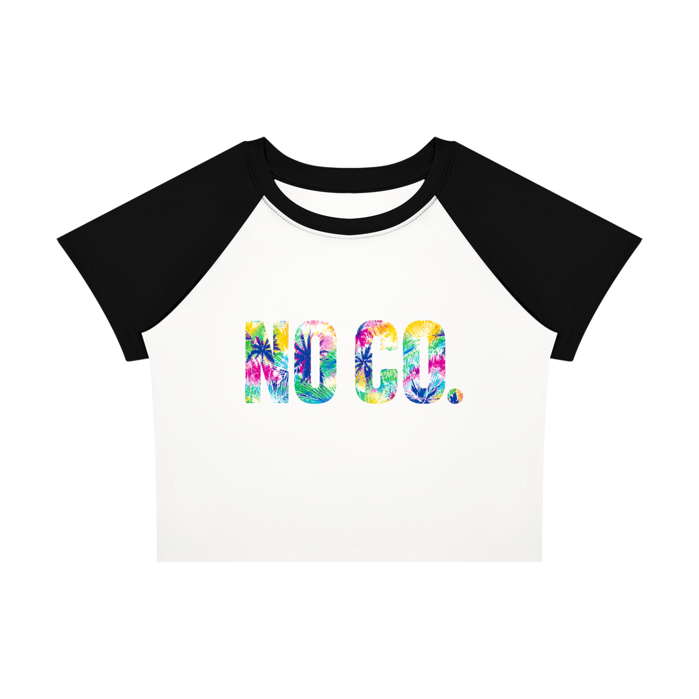 No Co. Tropical Logo Raglan Crop Tee | Colorful Summer Streetwear