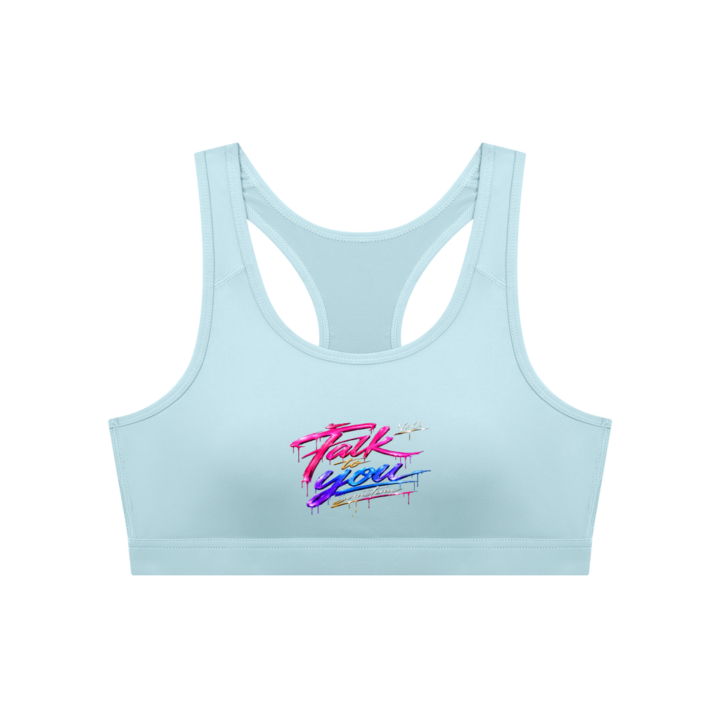 No Co. Talk to You Sometime Sports Bra | Neon Graphic Activewear Bra