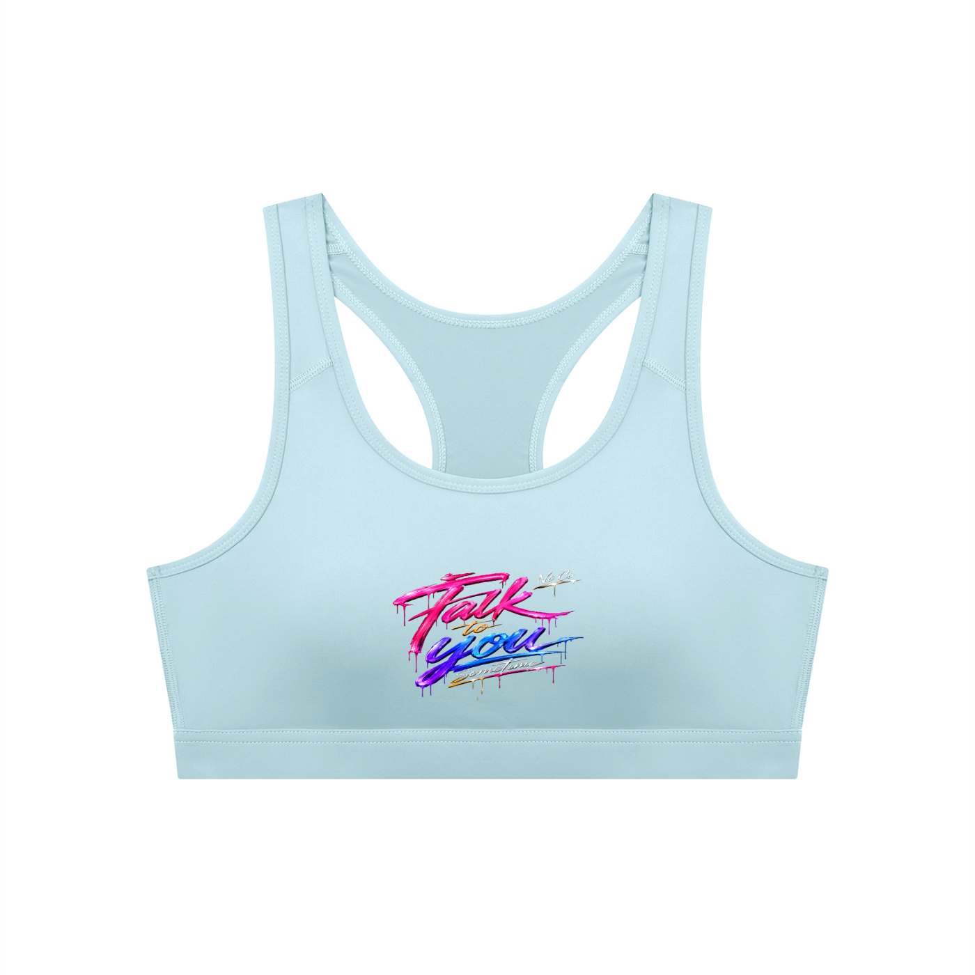 No Co. Talk to You Sometime Sports Bra | Neon Graphic Activewear Bra