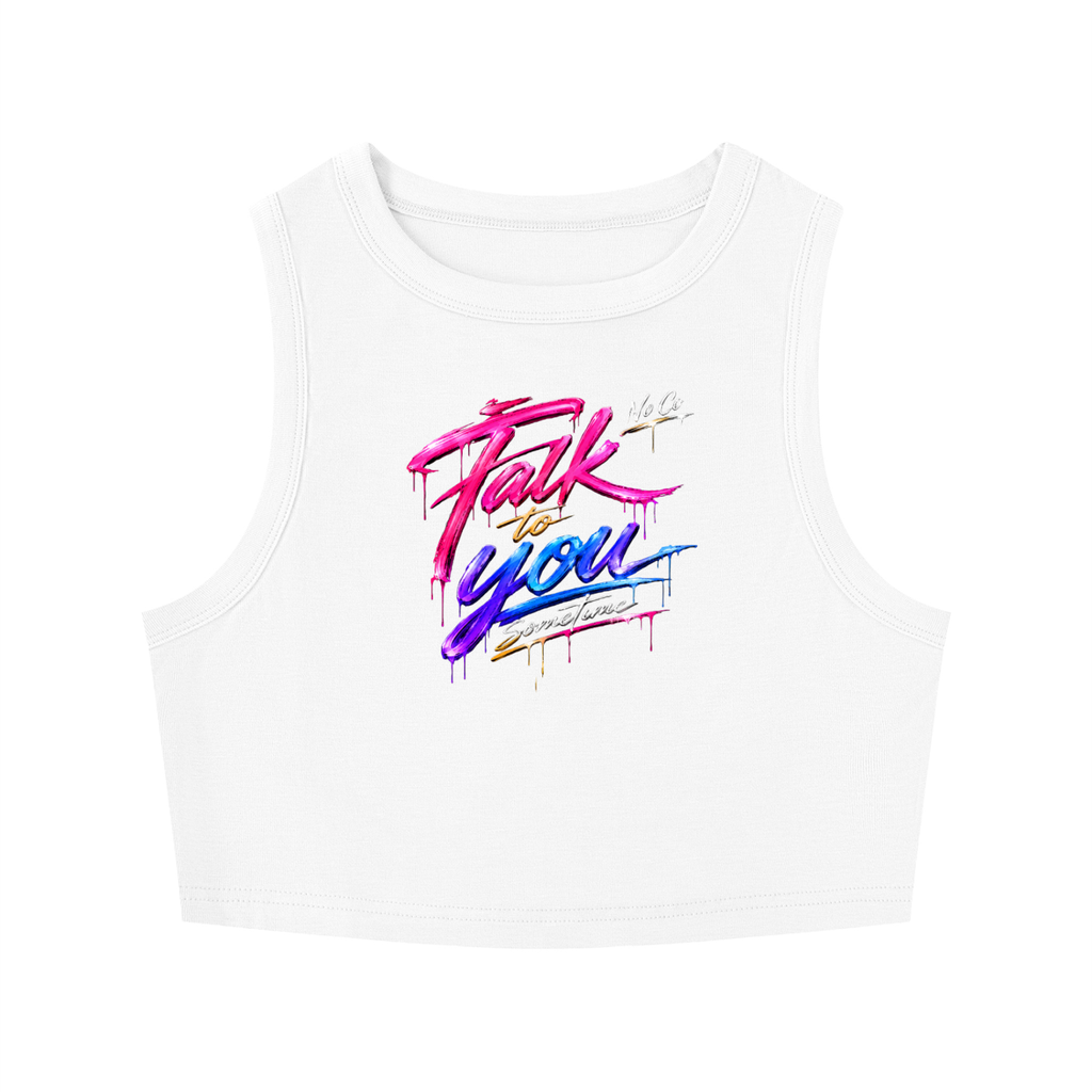 No Co. Talk to You Sometime Women's Crop Tank | Neon Graphic Streetwear Tank Top