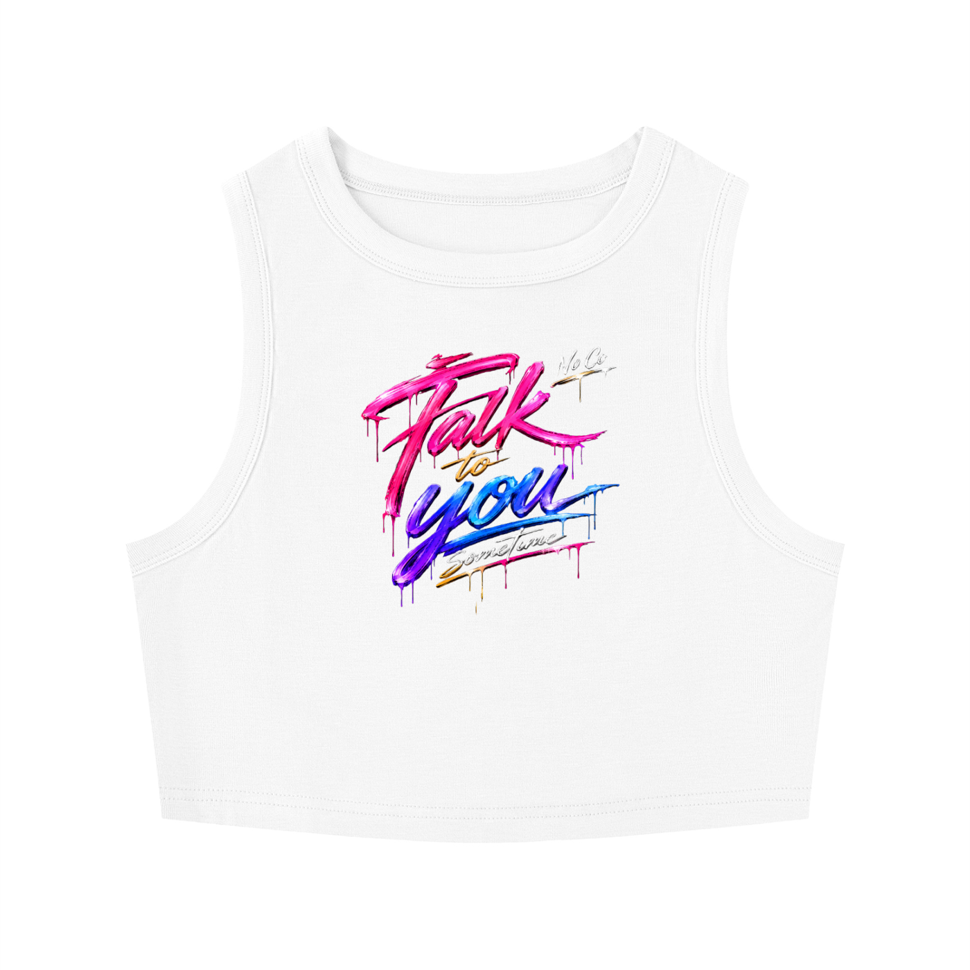 No Co. Talk to You Sometime Women's Crop Tank | Neon Graphic Streetwear Tank Top