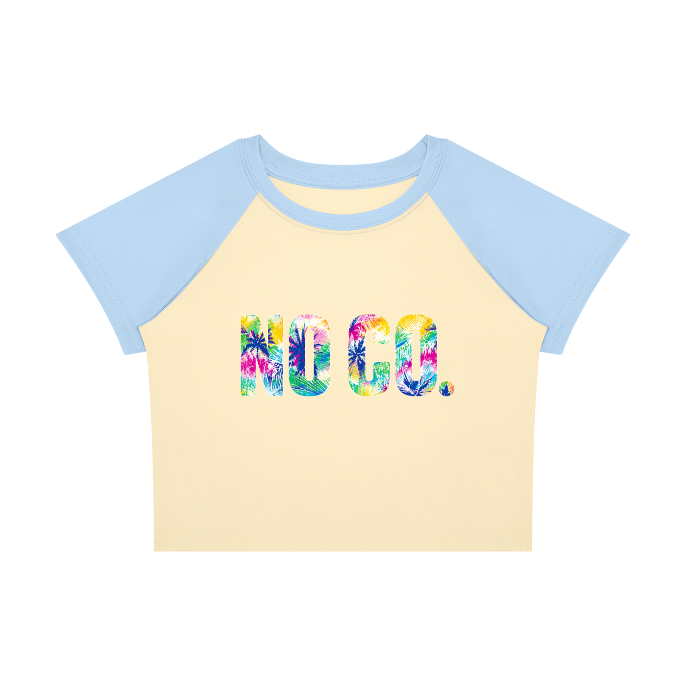 No Co. Tropical Logo Raglan Crop Tee | Colorful Summer Streetwear
