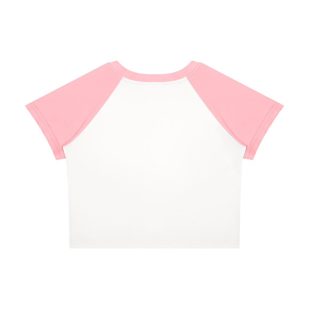 No Co. Minimal Camel Line Art Raglan Crop Tee | Colorful Abstract Streetwear